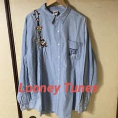 Looney Tunesキャラクター刺繍入り90年代古着長袖デニムシャツのサムネイル
