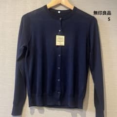【新品】MUJI 無印良品　クルーネックカーディガン ネイビー Sのサムネイル