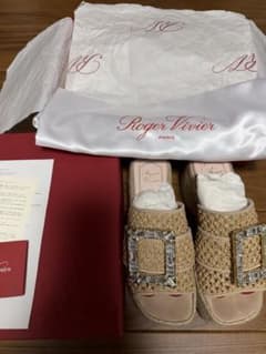 Roger Vivier raffia wedge sandals, size 23.5cm