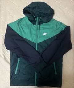 Nike フード付きジャケット M グリーン/ネイビー - メルカリ