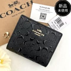 新品 正規品☆COACH コーチ 折り財布 ブラック エナメル 二つ折り財布