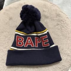 BAPE ポンポンニット帽　エイプ　ビーニー　ニット帽　Y2K ネイビーのサムネイル