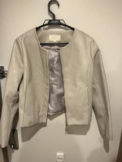 BEAMS HEART フェイクレザー ノーカラー ジャケット Sのサムネイル
