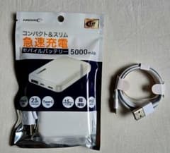 【未使用】 5000mAh モバイルバッテリー + Lightningケーブルのサムネイル