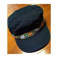 黒 花柄刺繍 キャスケット 帽子のサムネイル