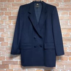極美品]レリアン カシミヤ100% ダブルブレスト テーラドジャケット 紺