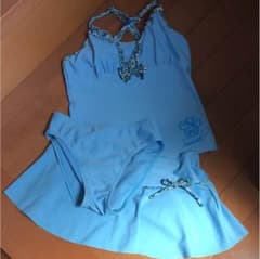 子供 女の子用 水着 水色 セパレート 3点セットのサムネイル
