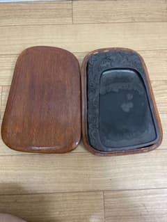 龍の彫刻入り硯 木製蓋付き 書道用品 - メルカリ