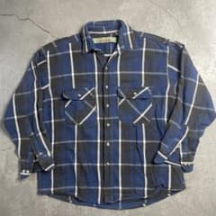 90s 好配色 ネルシャツ ヘビネル 青黒 - メルカリ