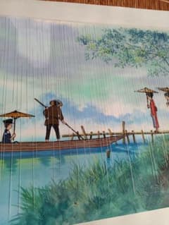 EDOYA ♥️背景画付きセル画 雨の渡し 不明－257 ご存知の方に届け 