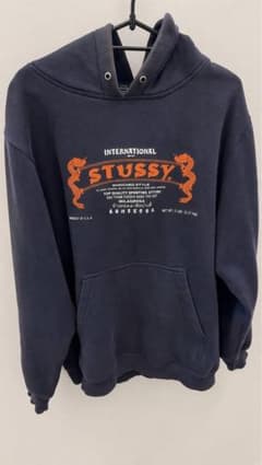 STUSSY ドラゴンロゴ プルオーバーパーカー ネイビーのサムネイル