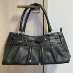 アンタイトル　黒 レザーハンドバッグ ドローストリング付きのサムネイル