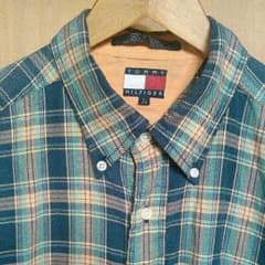 トミーヒルフィガー　90s　オールドトミー　チェックシャツ　ビッグシャツ　ギークのサムネイル