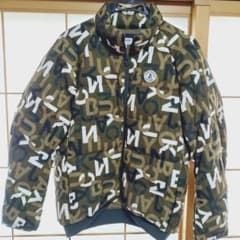 ジャックバニー 中綿ジャケット カーキ×白 英字総柄 ゴルフウェア サイズ5 ジャックバニー 中綿ジャケット カーキ×白 英字総柄 ゴルフウェア