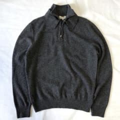 HERMES エルメス カシミヤ ウール ハーフジップ ニット グレー M