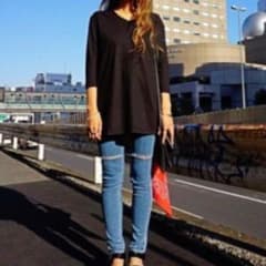 アンビー ニークラッシュ デニム ダメージ スキニー ジェイダのサムネイル
