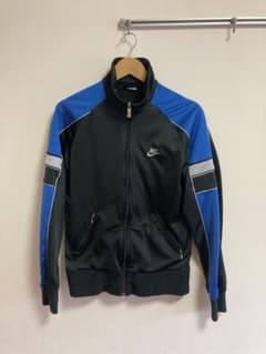 80s 紺タグ NIKE アメリカ製トラックジャケット ブラック×ブルーのサムネイル