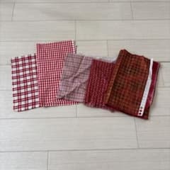 赤系チェック柄 はぎれセット 5枚組のサムネイル