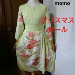 クリスマスセール!正絹訪問着ウエストリボン付きタック入りワンピース