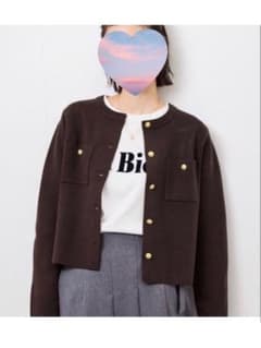 ROPE PICNIC ♡金ボタンニットカーデダークブラウン size Lのサムネイル