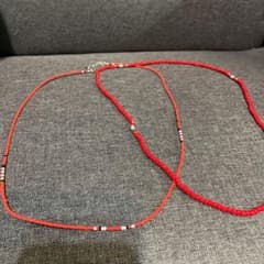 ビーズネックレス　レッド　2個セットのサムネイル