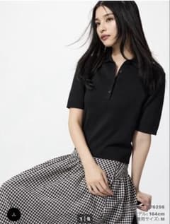 UNIQLO ポロ半袖セーター黒のサムネイル