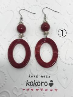 NO.070   大人のワインレッド♪大ぶりピアス（イヤリング）のサムネイル