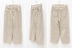 切りっぱなしデザイン デニムパンツ アイボリーのサムネイル