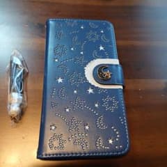 iPhone8plusネイビー 星と月の手帳型iPhoneケースのサムネイル