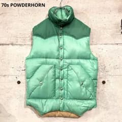 70s POWDERHORN パウダーホーン ダウン ベスト 初期タグ 70s POWDERHORN パウダーホーン ダウン ベスト 初期タグ - メルカリ