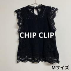 CHIP CLIP 総レース ノースリーブ トップス ブラックのサムネイル