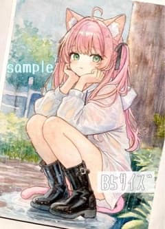 一点物 オリジナルイラスト 6月の雨 水彩画 アナログ 原画 - メルカリ