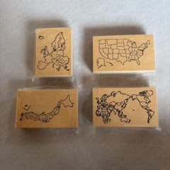 世界地図 日本地図 スタンプ 4点セットのサムネイル
