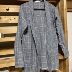 グレー チェック ノーカラー ジャケットのサムネイル
