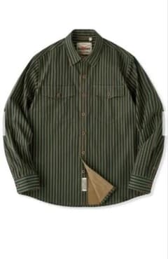 KARAKU ユーズド加工　レトロストライプ柄ヘビーウェイトオーバーシャツ Karaku ユーズド加工 レトロストライプ柄ヘビーウェイトオーバーシャツ
