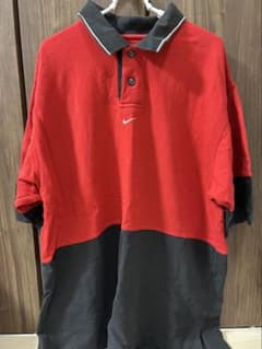 90s NIKE ポロシャツ 赤 黒 ヴィンテージ オーバーサイズのサムネイル