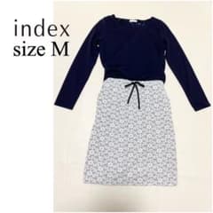 index ネイビー 花柄 レース 長袖 タイト ワンピースのサムネイル