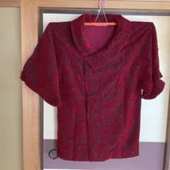 花柄 赤 羽織　ベルベット　　着物