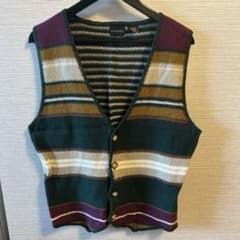 【古着】STRUCTURE マルチカラー ニットベスト Mサイズのサムネイル