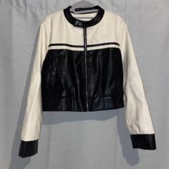 バイカラー ライダースジャケット フェイクレザーのサムネイル