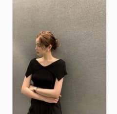 半袖 ニットトップス ブラックのサムネイル