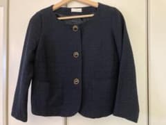 再値下げ⭐︎Te chichi ツイード調ノーカラージャケット 紺⭐︎のサムネイル