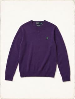 POLO Ralph Lauren Vネック セーター　紫　刺繍　グリーンのサムネイル