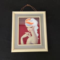 希少】東郷青児 ビーズアート 美人画 額装 昭和レトロ ヴィンテージ