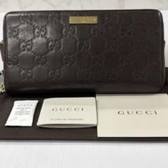 新品同様‼️ グッチ GUCCI 財布 長財布 シマレザー ラウンドファスナー
