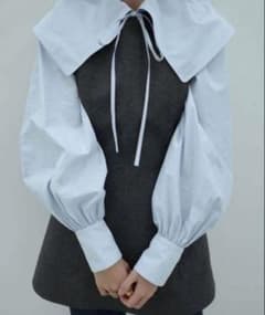 clane BIG COLLAR DRAWSTRING BLOUSE - メルカリ