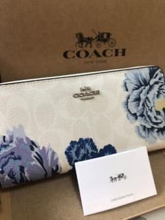 COACH コーチ 長財布 シグネチャー パープル花柄のサムネイル
