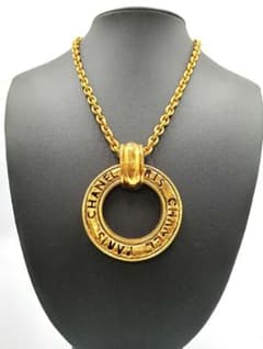 美品】 CHANEL ヴィンテージ ネックレス ロゴ サークル ゴールドT82 