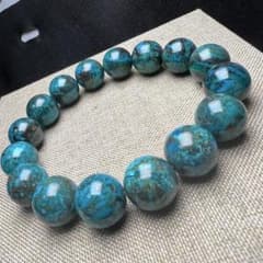 85183】 大玉 クリソコラ 14mm ブレスレット 天然石 - メルカリ