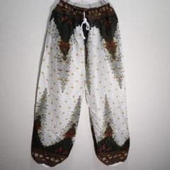 타이 팬츠 알라딘 팬츠 아시안 상하 날개·중앙 도트 무늬 오프 화이트